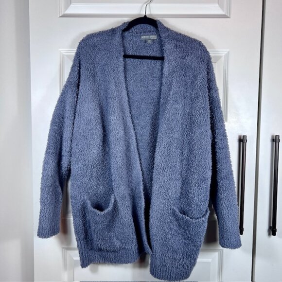 Barefoot Dreams CozyChic Heathered Blue Open Front Cardigan Sweater L/XL - Picture 1 of 4